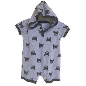 Baby French Bulldog Hooded Romper Blue Size 9m hoodie